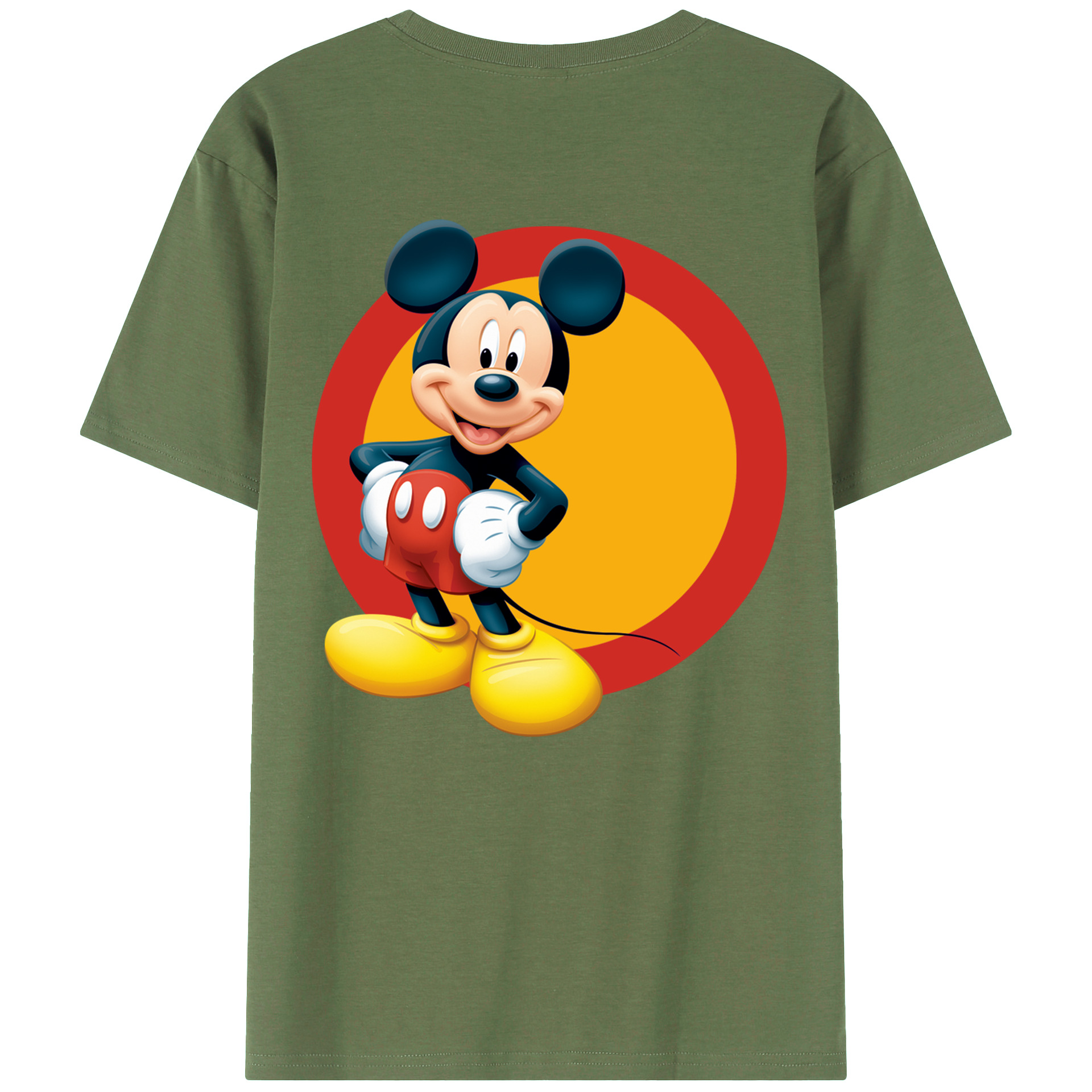 ミッキーマウス Mickey Mouse 綿100％ メンズ半袖Tシャツ（バックプリント） 通気性